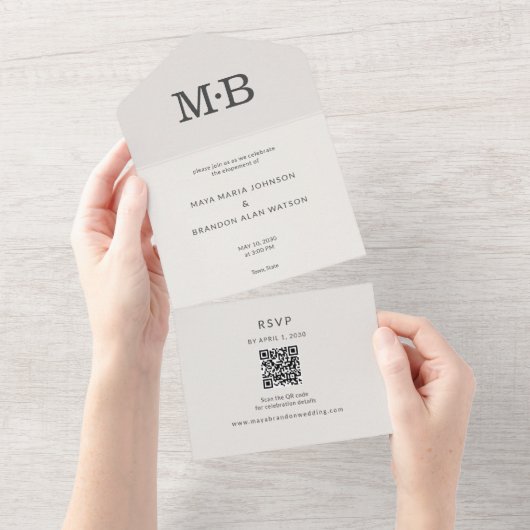 Minimal Elopement All-in-One Wedding Invitation (Déchirure)