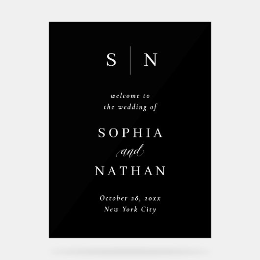 Minimal et chic | Accueil Mariage noir foncé (Recto)