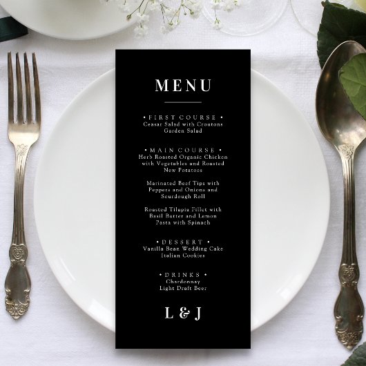 Minimal et chic | Menu Mariage noir et blanc