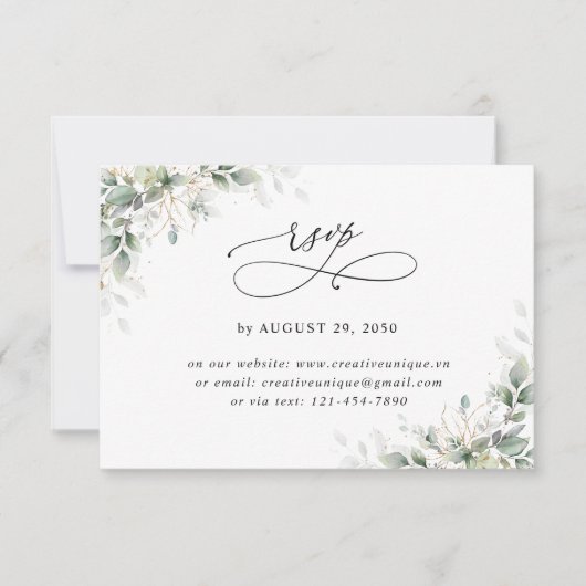 Minimal Eucalyptus Wedding Online RSVP Card (Devant)
