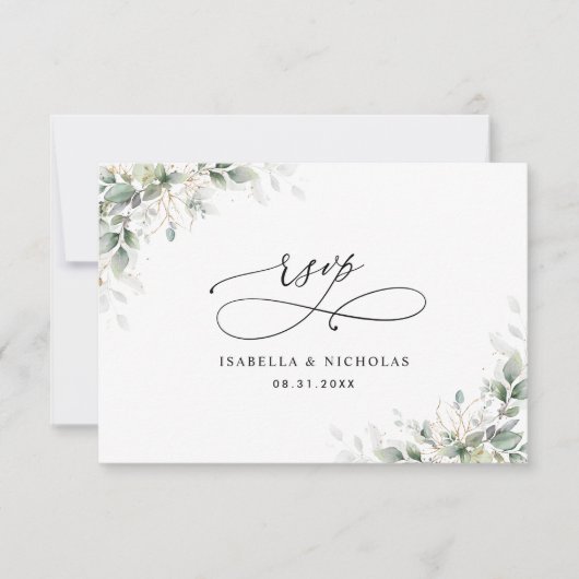 Minimal Eucalyptus Wedding RSVP Card (Devant)