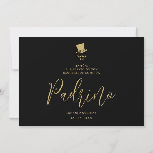 Minimal Exquisite Gorgeous Script Spanish Padrino Kaart (Voorkant)