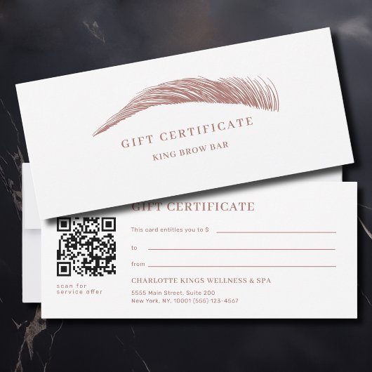Minimal Eyebrow Salon QR Code Gift Certificate