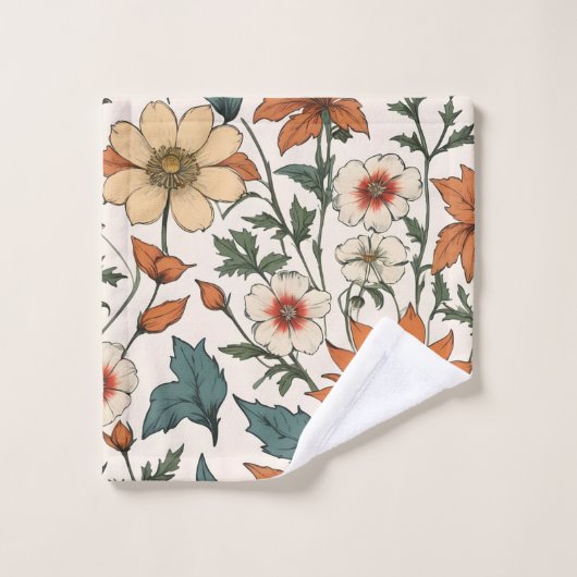 Minimal Fall Flowers Pastel Sage Custom Bath Towel (Gant de toilette)