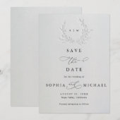 Minimal Faux Blind Deboss Coton Save The Date (Devant / Derrière)