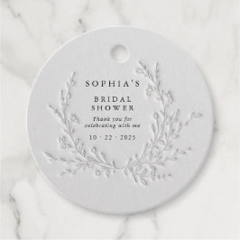 Minimal Faux Blind Deboss Cotton Bridal Favor Tags Bedankjes Labels