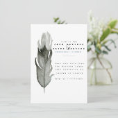 Minimal Feather Waterverf bruiloft uitnodigen Kaart (Staand voorkant)
