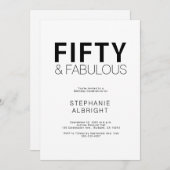 Minimal Fifty and Fabulous 50th Birthday Party Kaart (Voorkant / Achterkant)