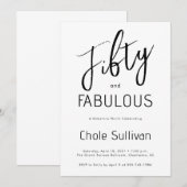 Minimal Fifty and Fabulous 50th Birthday Party Kaart (Voorkant / Achterkant)