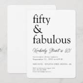 Minimal Fifty and Fabulous 50th Birthday Party Kaart (Voorkant / Achterkant)