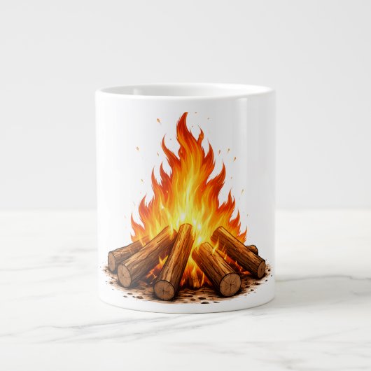 Minimal Fire Illustration  Extra Grote Beker (Voorkant)