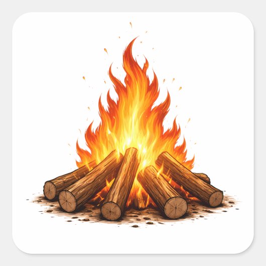 Minimal Fire Illustration Vierkante Sticker (Voorkant)
