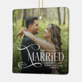 Minimal First Christmas Married Couples 2 Photos Keramisch Ornament (Links)
