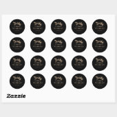 Minimal Floral Black Botanical Ronde Sticker (Vel)
