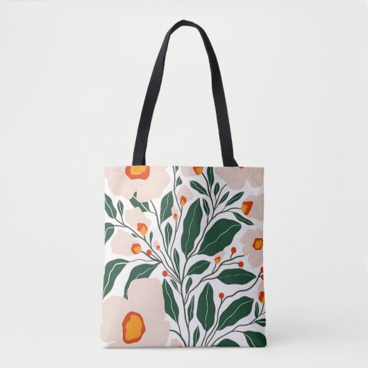 Minimal Floral Botanical Pattern Tote Bag (Devant)