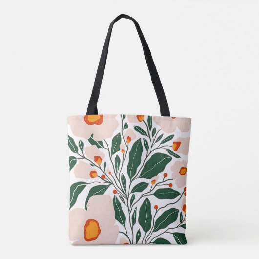Minimal Floral Botanical Pattern Tote Bag (Dos)