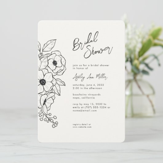 Minimal Floral Botanische Melk Wit Vrijgezellenfee Kaart (Staand voorkant)