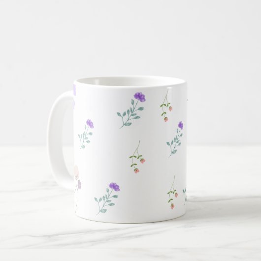 Minimal Floral Coffee White Mug  (Devant gauche)