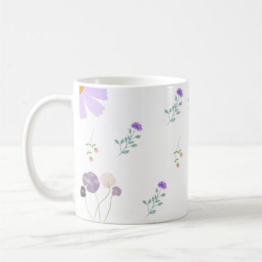 Minimal Floral Coffee White Mug  (Gauche)