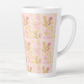 Minimal floral doodle pattern -pastel colour art latte mok (Rechts)