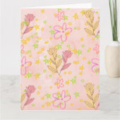 Minimal Floral Doodle Pattern –Pastel Pink pattern Kaart (Voorkant)