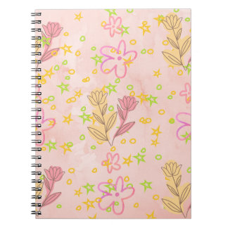 Minimal Floral Doodle Pattern –Pastel Pink pattern Notitieboek