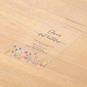 Minimal Floral First Birthday Acrylic Invitation (Poser)