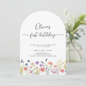 Minimal Floral First Birthday Arch Invitation (Debout devant)