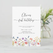 Minimal Floral First Birthday Invitation (Debout devant)