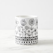 Minimal Floral Folk Pattern Mug – Boho Line Art Koffiemok (Center)