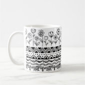 Minimal Floral Folk Pattern Mug – Boho Line Art  Koffiemok (Links)