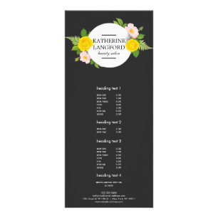 Minimal Floral Wreath Schoonheidssalon Zwart Reclamekaart