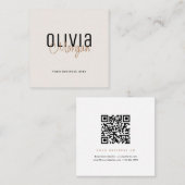 Minimal Font Duo QR Code Vierkante Visitekaartje (Voorkant / Achterkant)