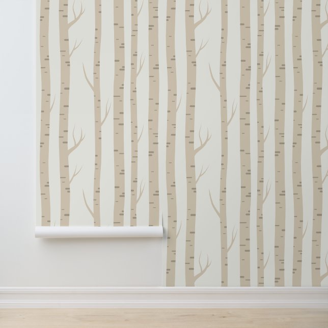 Minimal Forest Elm Tree - Peel & Stick Wallpaper Behang (Applicatie)