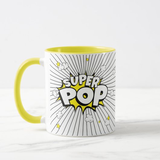 Minimal Fun SUPER POP! Popcorn Pun | Pop Art Mok (Links)