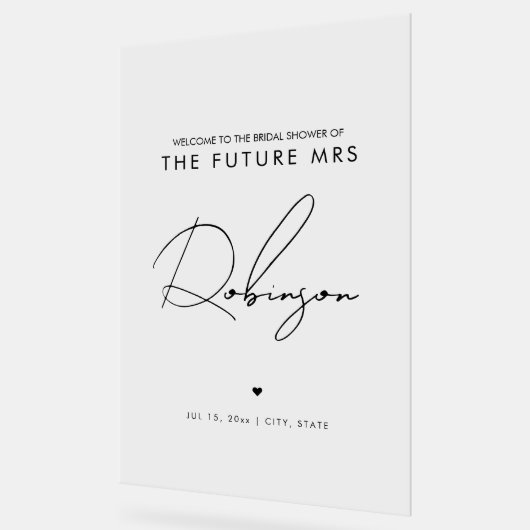 Minimal FUTURE MRS Réception de mariage Bienvenue (Angle)