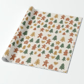Minimal Gingerbread Pattern Cadeaupapier (Uitgerold)