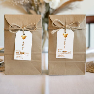 Minimal Gold Bear Balloon Bearly Wait Étiquette