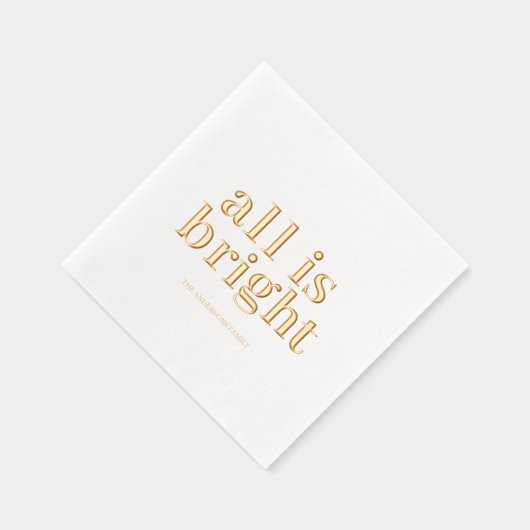 Minimal Gold Foil “All Is Bright”  Folie Servetten (Rechts)