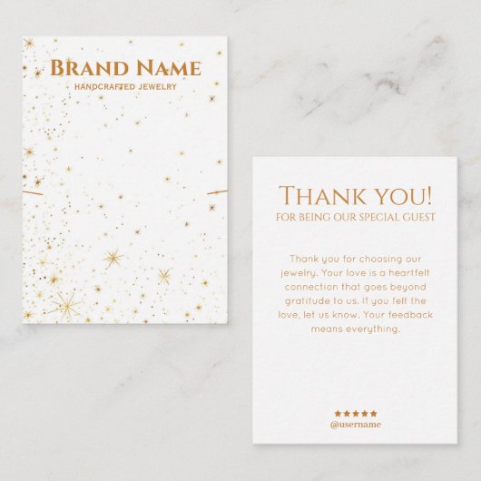 Minimal Gold Galaxy Ketting Display Visitekaartje (Voorkant / Achterkant)