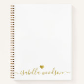 Minimal Gold Heart Script Signature Name  Notitieboek (Voorkant)
