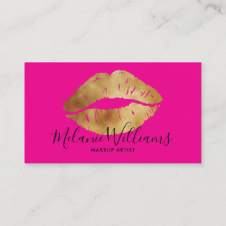 Minimal Gold Lips Visitekaartje voor make-up artie