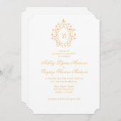 Minimal Gold Monogram Wedding Invitation Kaart (Voorkant / Achterkant)