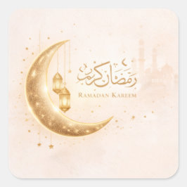 Minimal Gold Ramadan Kareem Stick– Elegant Islamic Vierkante Sticker