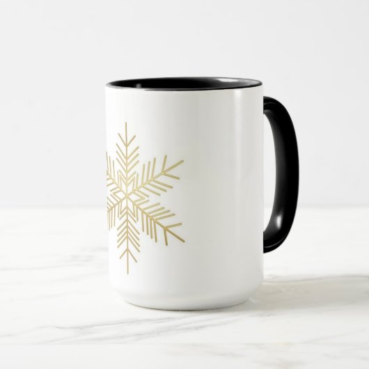 “Minimal Gold Snowflake Christmas Mug | Eleg 15 oz (Devant droit)