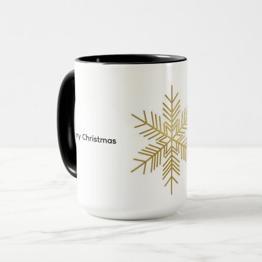 “Minimal Gold Snowflake Christmas Mug | Eleg 15 oz Mok (Voorkant links)