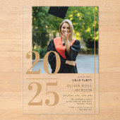 Minimal Gold Typography Foto Afstuderen Acryl Uitnodigingen (Voorkant)