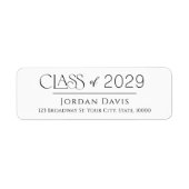 Minimal Graceful Class of 2025 Afstudeerder Retour Etiket (Voorkant)