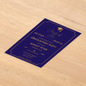 Minimal Grad Party Blue Acrylic Invitation (Poser)