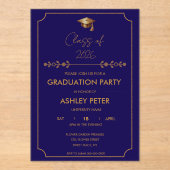 Minimal Grad Party Blue Acrylic Invitation (Recto)